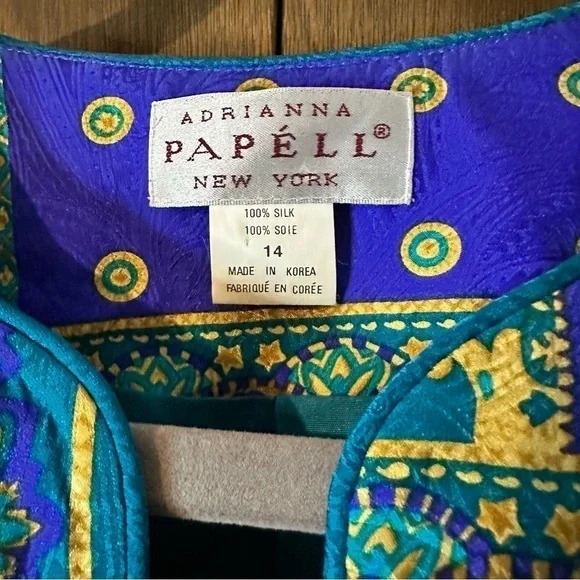 Adrianna Papell Vintage Silk Paisley Print Button-up Blazer Sz Large - Picture 9 of 10